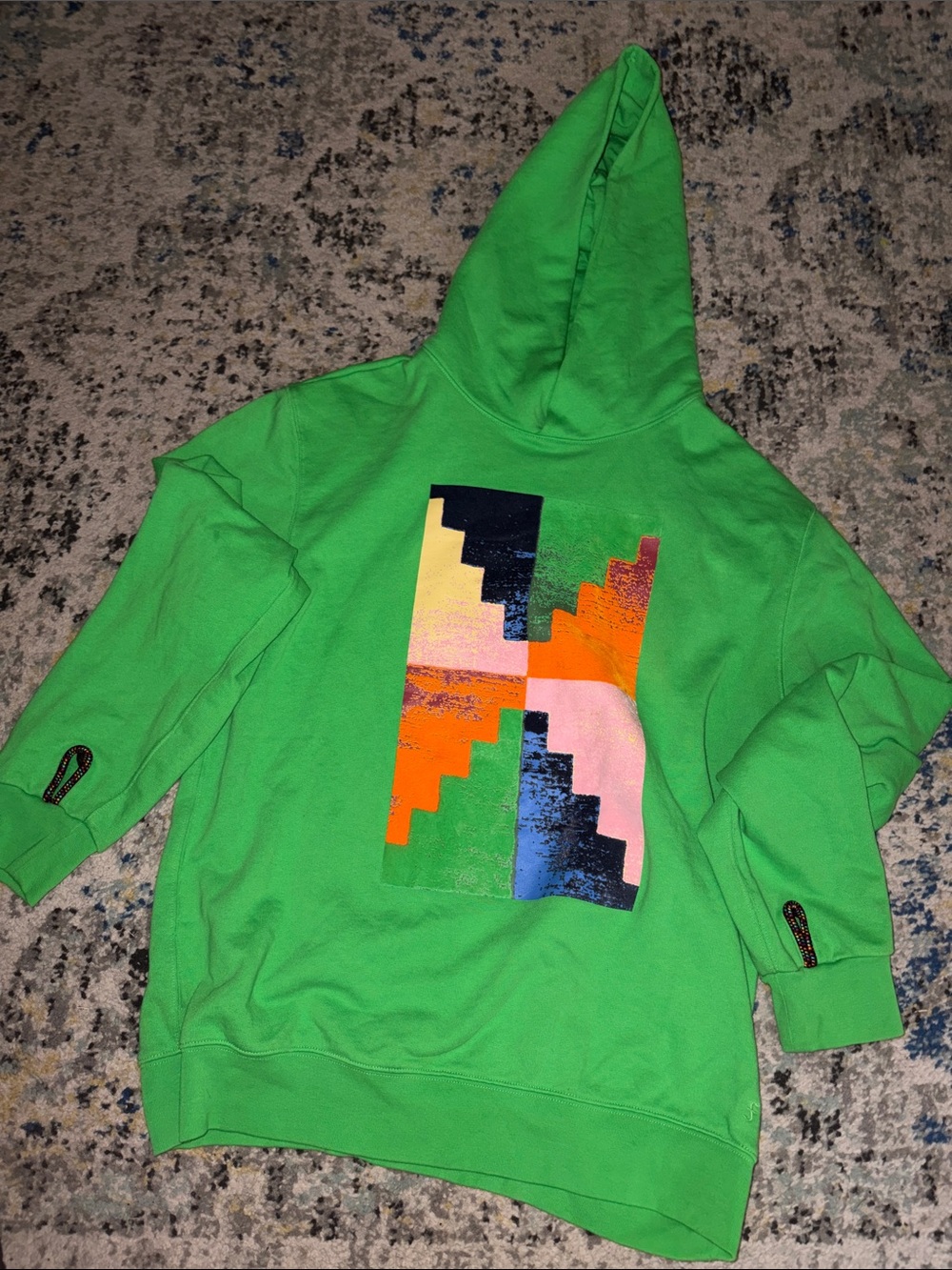 Frame Denim Green Hoodie with Multicolor Graphic